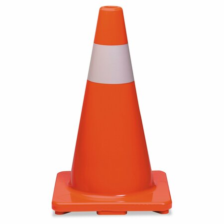 TATCO Traffic Cone, 18Hx10Wx10D, Orange/Silver, PVC, 18" H, 10" W, Orange/Silver 25500